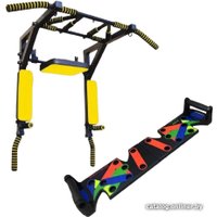 Турник с брусьями Central Sport Мультихват 3 в 1 c доской для отжиманий (черный/желтый)
