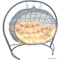 Подвесной диван M-Group Улей 11210301 (серый ротанг/бежевая подушка)
