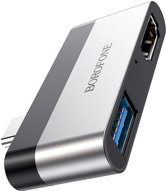 Адаптер Borofone DH2 USB Type-C - USB 3.0 + HDMI (металлик)