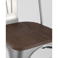 Стул Stool Group Tolix wood (серебристый матовый)