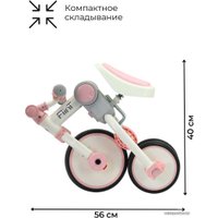 Беговел-велосипед Bubago Flint BG-FP-109-4 с ручкой (белый/розовый)