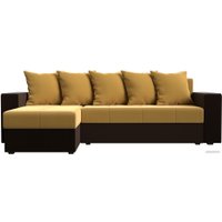 Угловой диван Лига диванов Дубай лайт левый (микровельвет желтый/коричневый)
