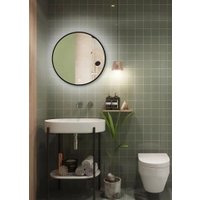 Зеркало с подсветкой  eMZe 80 LED.UV.80.80.CHE.AF.4K (черный с УФ-окантовкой и подсветкой)