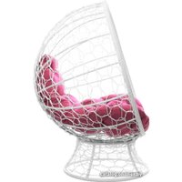 Кресло M-Group Кокос на подставке 11590108 (белый ротанг/розовая подушка)