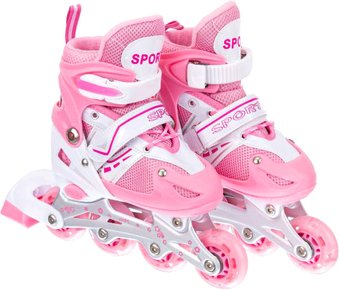 Роликовые коньки Игротрейд P01B-PS (р. 31-34, белый/розовый)
