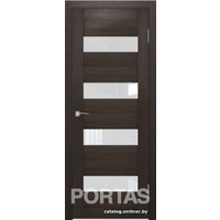 Межкомнатная дверь Portas S23 60x200 (орех шоколад, стекло lacobel белый лак)