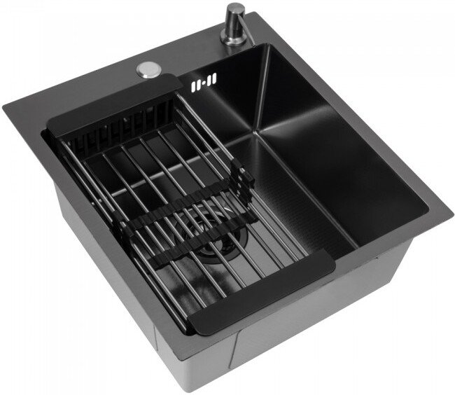 

Кухонная мойка Diamond 450*500, коландер, дозатор BLACK DECOR