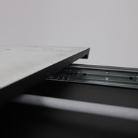 Кухонный стол Listvig Merlin 110-150х75 (МДФ+HPL-пластик белый Monte Belo/черный)