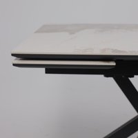 Кухонный стол Lepremo AV 2111 МДФ+керамика раздвижной 1200-1800x800 (белый глянцевый Pandora/черный)