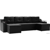 П-образный диван Лига диванов Сенатор 28921 (экокожа, черный)