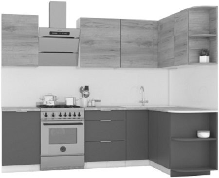 

Готовая кухня Интермебель Микс Топ-15 2x1.6м правая (белый премиум-дуб крафт зол-венато)
