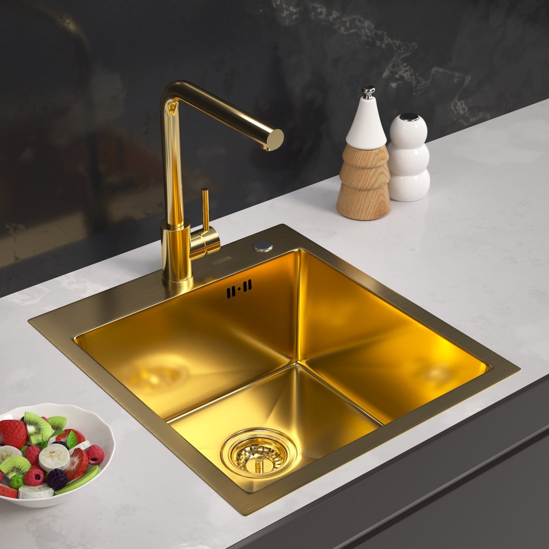 

Кухонная мойка ARFEKA ECO AR 450*500 GOLD PVD NANO