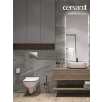 Унитаз подвесной Cersanit Carina New Clean On с инстал. Link Pro (с кнопкой Estetica 64110 хром глянцевый)