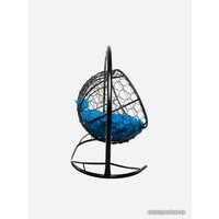 Подвесной диван M-Group Лежебока 11180410 (с черным ротангом/синяя подушка)