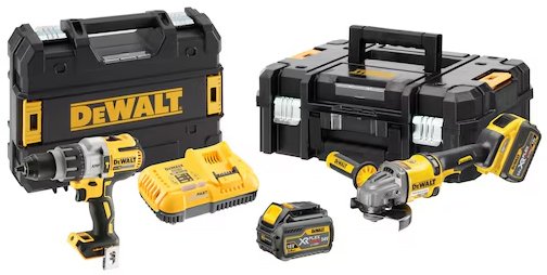 

DeWalt DCK2055T2T (шуруповерт, болгарка, 2 АКБ, 2 кейса)