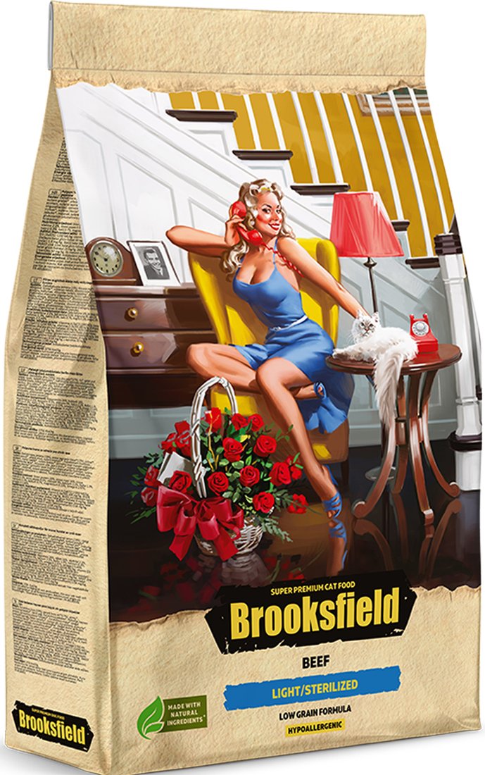 

Сухой корм для кошек Brooksfield Adult Cat Light/Sterilized Beef с говядиной и рисом 6 кг