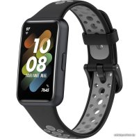 Ремешок Rumi N-Style силиконовый для Huawei Band 7 (черный/серый)