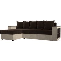 Угловой диван Лига диванов Дубай лайт левый (микровельвет коричневый/бежевый)