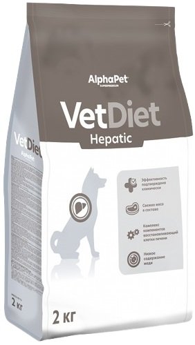 

Сухой корм для собак AlphaPet VetDiet Hepatic для взрослых собак 2 кг
