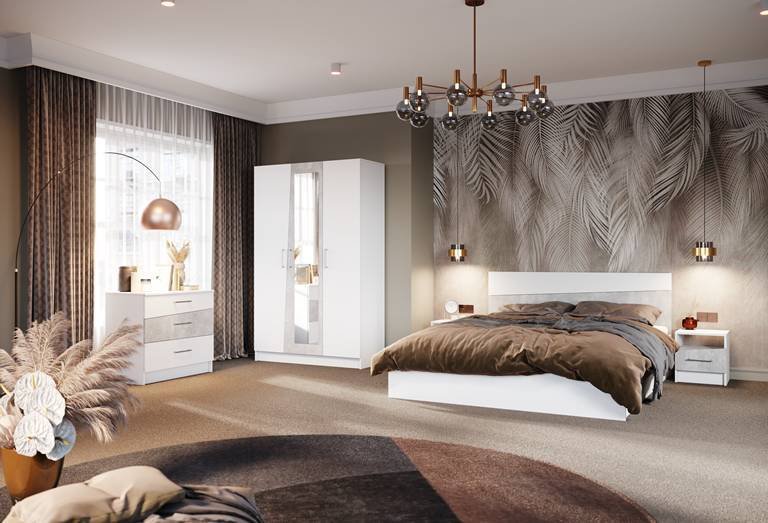 

Комплект мебели для спальни Империал Антария 3 (белый жемчуг/ателье)