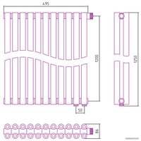 Стальной трубчатый радиатор Сунержа Эстет-00 EU50 1200х495 11 секций (хром)