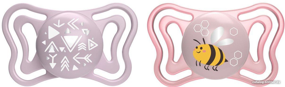 Набор пустышек Chicco PhysioForma Light Розовый Стрела. Пчелка (2 шт)