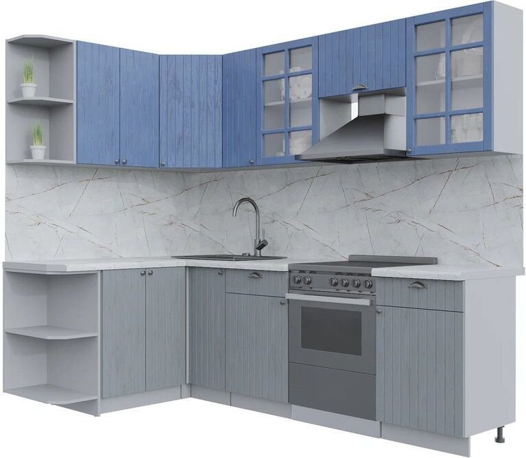 

Готовая кухня Интерлиния Берес 1.5x2.5 левая (дуб лазурный/дуб серый/серый каспий)