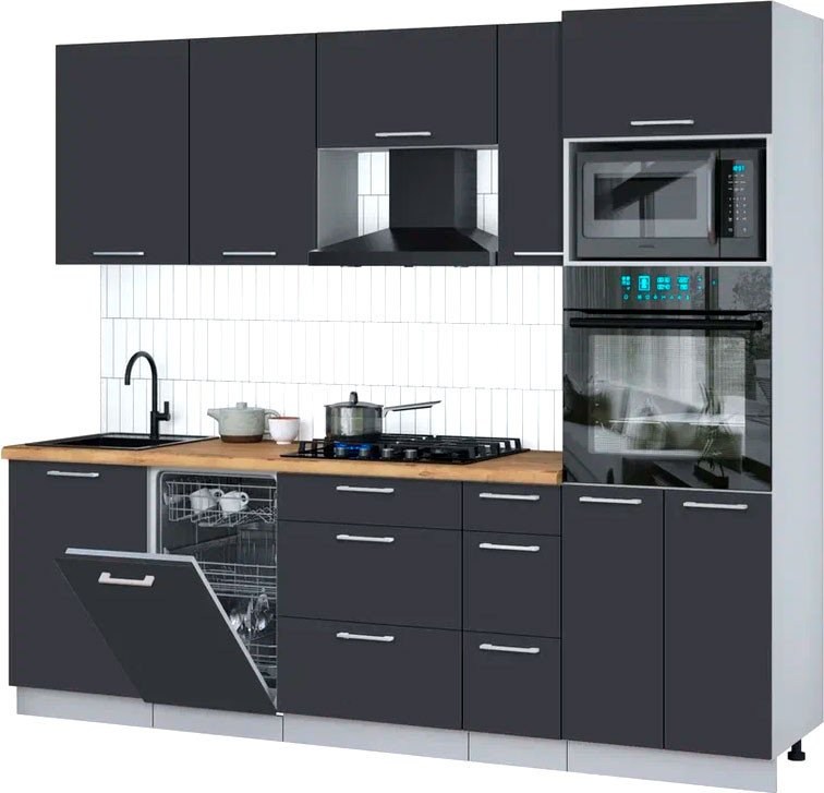 

Готовая кухня Интерлиния Мила Gloss 2.45-ПМ3 (пепел/пепел/дуб бунратти)