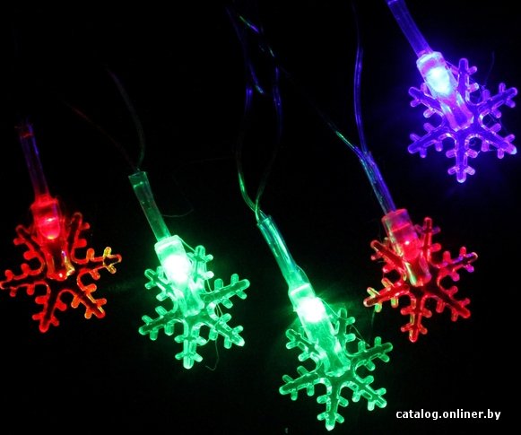 Светодиодная гирлянда Luazon Метраж Снежинки малые Led-20 (5 м, мульти) [541525]