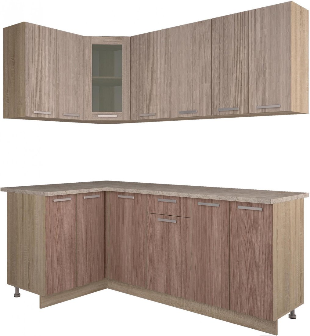 

Готовая кухня Интерлиния Мила 12x20 (ясень светлый/ясень темный)