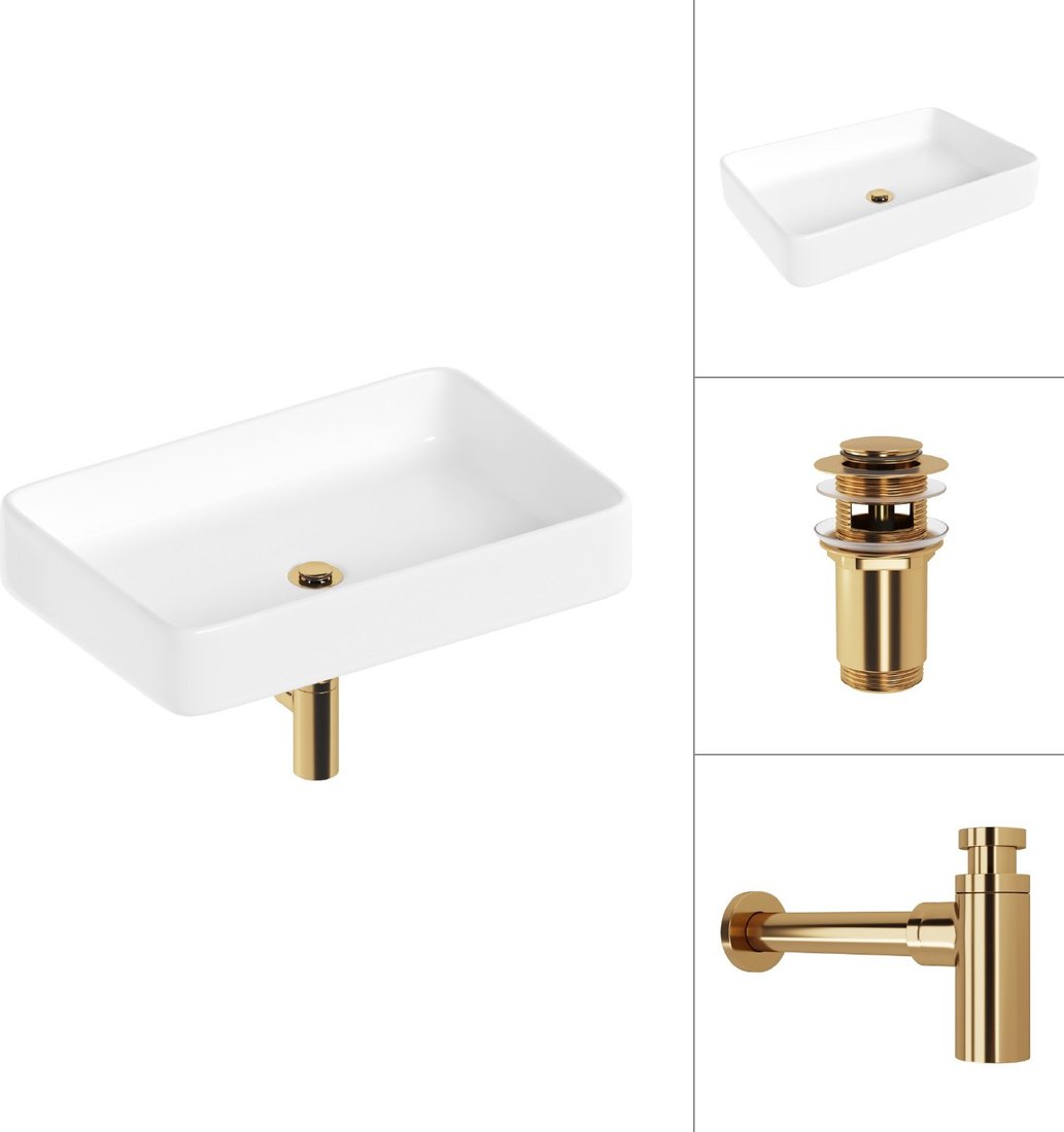 

Умывальник Lauter 21842 + клапан 21190G + сифон 21635G (золото)