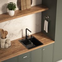 Кухонная мойка Basic CL DS Decor 45x50 (черный, коландер, дозатор)