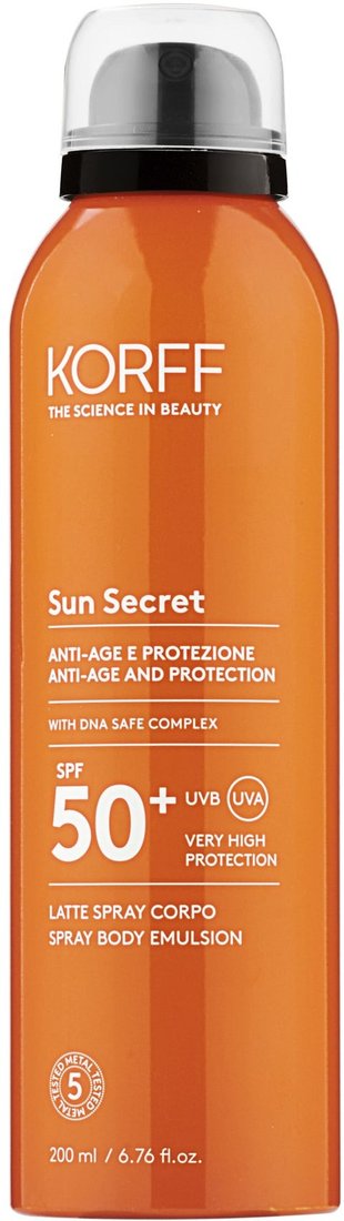 

Спрей солнцезащитный KORFF Sun Secret Anti-Age And Protection Spray Body Emulsion SPF 50+ (200 мл)