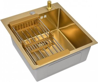 Кухонная мойка Diamond 450*500, коландер, дозатор GOLD DECOR