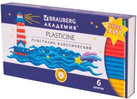 

Пластилин BRAUBERG Академия Хит 106440 (6 цв)