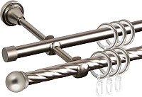 

Карниз для штор АС ФОРОС Grace D16K/16Г + наконечники Сфера (2.4м, сатин)