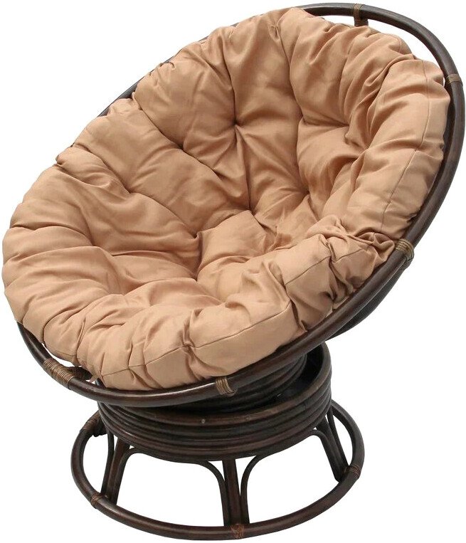 Кресло-качалка Garden Story Папасан Roker D110 вращающееся CV-18C (бежевый/коньячный)