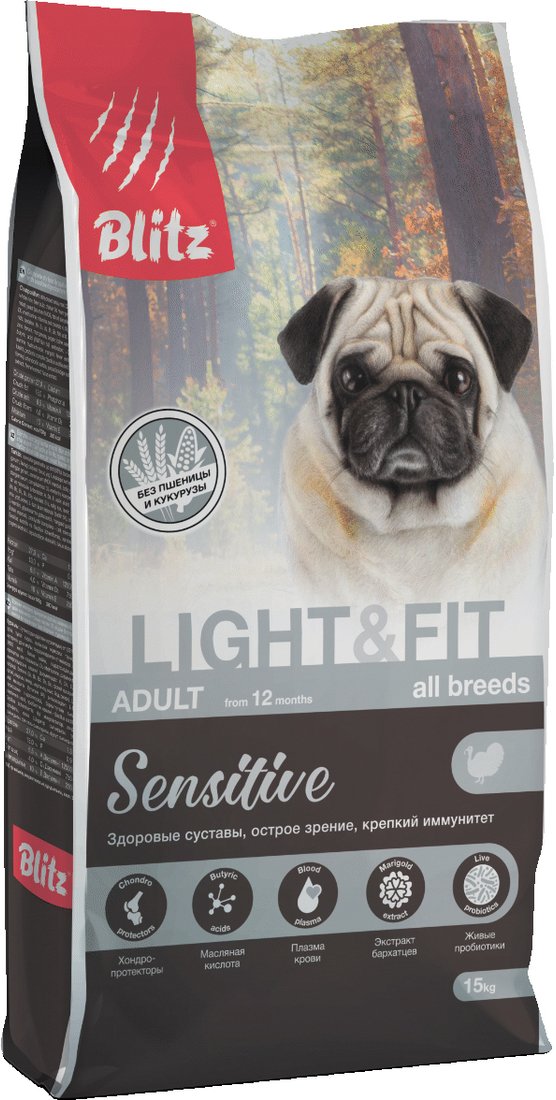 

Сухой корм для собак Blitz Adult Light & Fit 15 кг