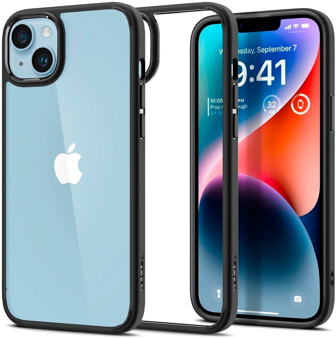

Чехол для телефона Spigen Ultra Hybrid iPhone 14 Matte Black ACS05041 (черный матовый)