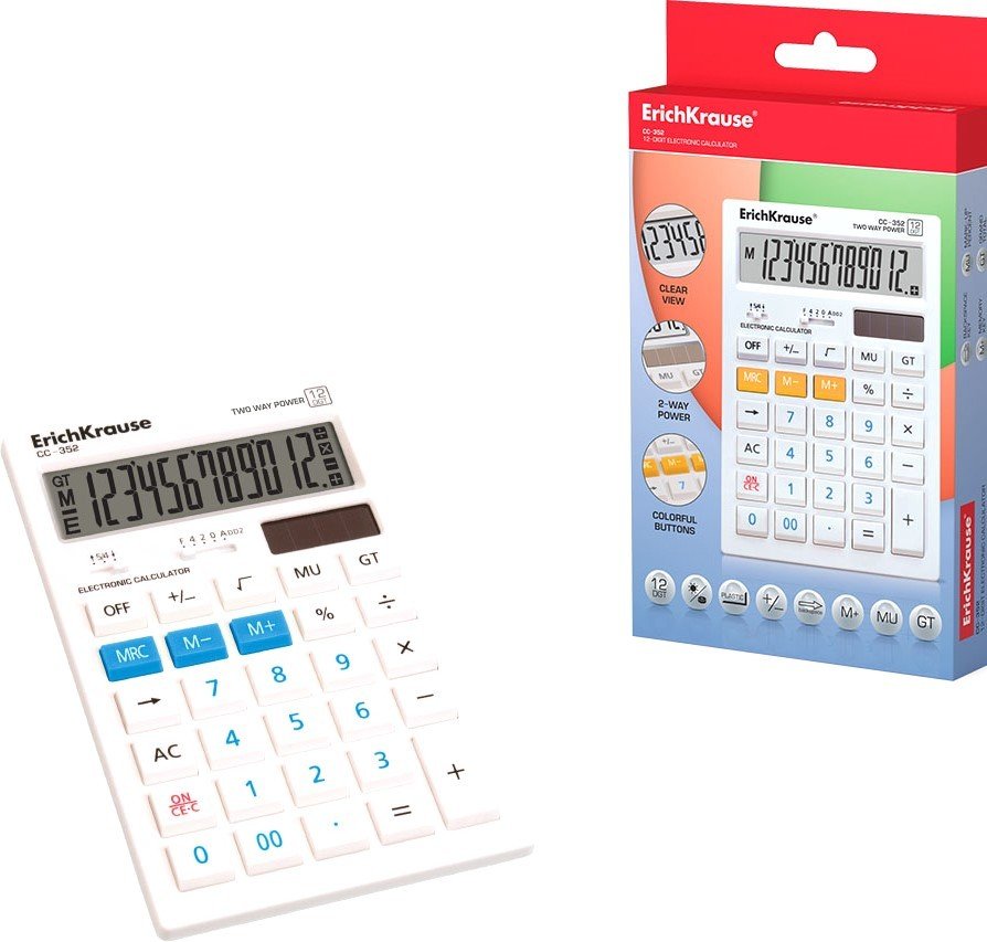 

Бухгалтерский калькулятор Erich Krause White CC-352 12-разр. 40352