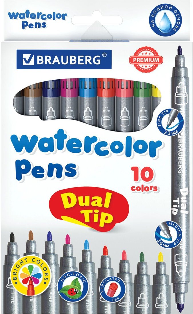 

Фломастеры BRAUBERG Dual-tip 151946 (10 шт.)