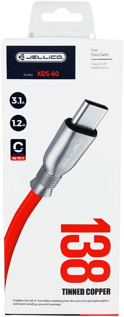 Кабель Jellico KDS-60 USB Type-A - USB Type-C (1.2 м, красный)