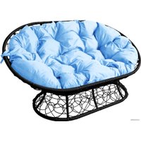 Садовый диван M-Group Мамасан 12110403 (черный ротанг/голубая подушка)