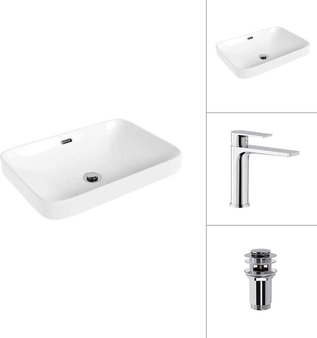 

Умывальник Lauter 21441A + Reef 21CK678C с донным клапаном 21190CH (хром)