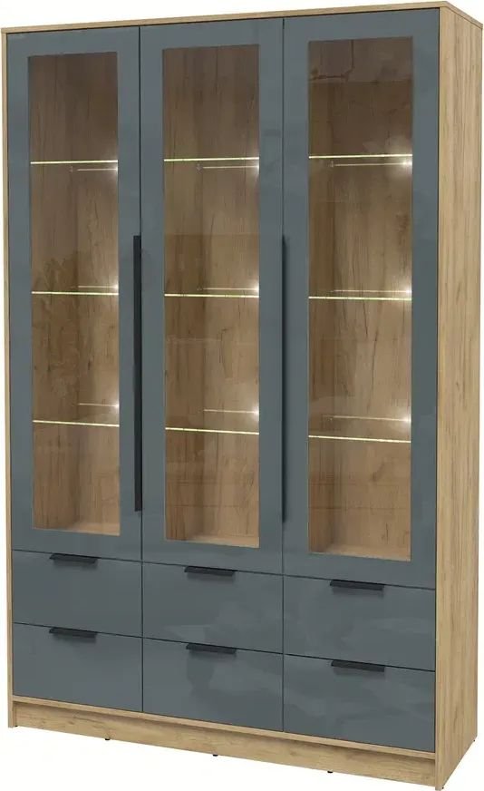 

Шкаф-витрина Интерлиния Концепт КТ-ШВ3 с подсветкой Глосс (дуб золотой/асфальт глянец)