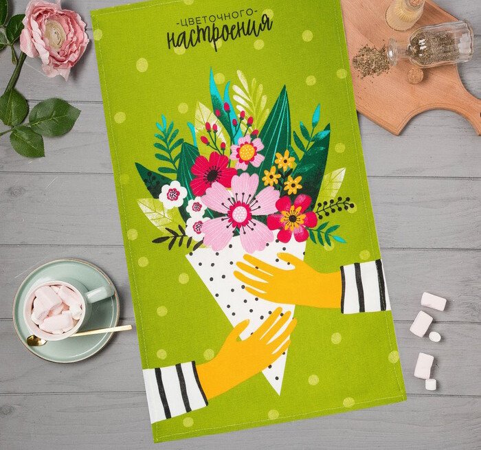

Полотенце Доляна Цветочного настроения 4682748 (зеленый)