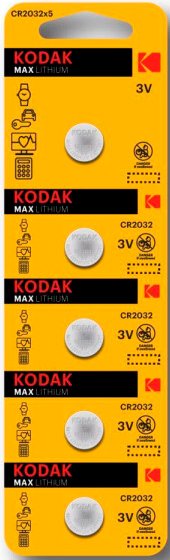 

Батарейка Kodak Max CR2032-5BL Lithium 30411579-RU1