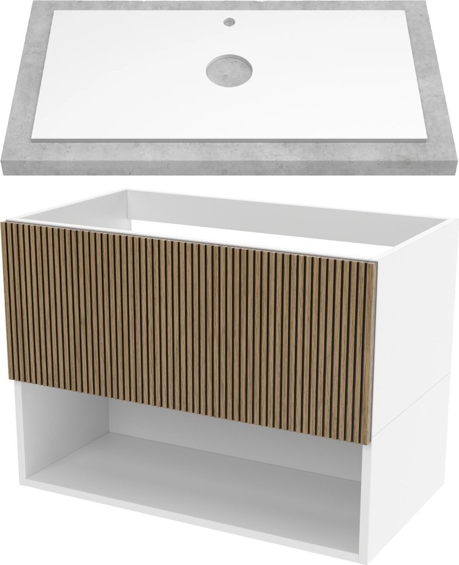 

ЗОВ Тумба для ванной Кито-2 100 со столешницей T995C2 2K100LW0MRMC (белый/тростник)