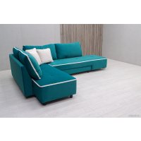 Угловой диван ПетраМебель Оскар правый (велюр бирюза/велюр светлый Вирджиния океан)