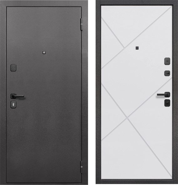 

Металлическая дверь Guard 7см серебро/белый матовый (96x205, правая)